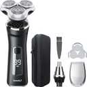 Electric Razor for Men with Travel Case, SweetLF 100% Waterproof Electric Shaver,Wet Dry Shaving/Rechargeable/Sideburns/Trimmer/Nose Trimmer/Type C Charging Cable