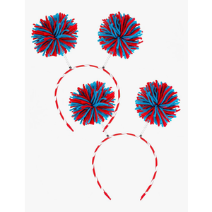 2 Pack Blue Pom Pom Headband Read Book Day Costume Headwear Fluffy Yarn Hairband Adult Halloween Accessories