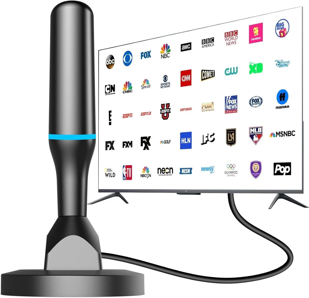 Indoor TV Antenna for Local Channels, Digital Antenna for Smart TV Indoor, 4K HDTV Antenna with Magnetic Base, 360 Reception, 8.2ft Cable, 120 Miles Range, Support All TVs After 2007