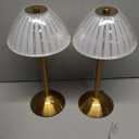 Cordless Touch Table Lamp, LED Rechargeable Small Dask Lamp, 3 Colors Dimmable Battery Operated Crysta Lamp for Bedroom Restaurant Kitchen Home Decor (3w,Half Moon Crystal, 2 Packs)