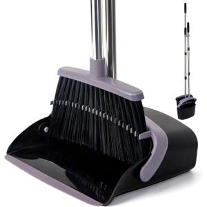 Broom and Dustpan Combo Set,55" Long Handle,Charcoal | Heavy Dust,Dustpans with Broom Combo,House Accessories for Home, Kitchen,Office,Classroom,Apartment,Pet Hair