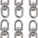 Lependor Stainless Steel 304 Double Ended Swivel Eye Hook, Eye to Eye Swivel Shackle Ring Connector Hardware Double Ended Swivel Hook (6 Pcs M6 (1/4"))