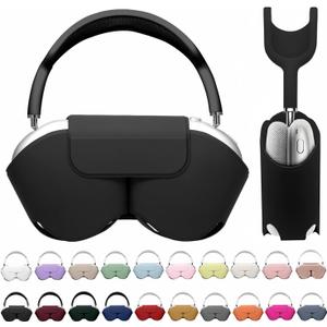 Maxjoy for Apple Airpods Max Smart Case Cover, Soft PU Leather Protective Cover Accessories for Airpod Max with Sleep Mode, Anti-Dust Travel Carrying Case for Airpods Pro Max Headphones, Black
