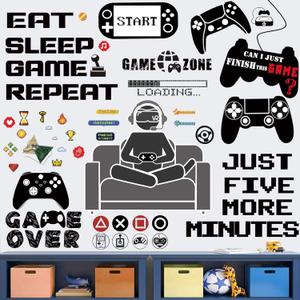 48 Pieces Creative Video Game Room Decor Exellent in Gamer Girl Accessories and Posters for Boys Bedroom, Wall Decals Decorations for Playroom Kids Room Teens Room (Classic)