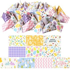 Resurhang 300 Pcs Easter Beach DIY Candy Wrappers Paper Lucky Dip Bags Goodies Buttermints Treat Bags Easter Egg Bunny Baby Shower Party Supplies(Not Included Candy)
