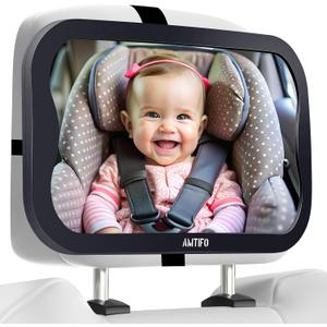 AMTIFO Shatterproof Baby Car Mirror - 360 Adjustable Rearview Mirror for Rear-Facing Car Seats, Clear Wide-Angle View, Easy Tool-Free Installation,Child Safety & Peace of Mind