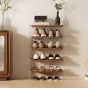 Shoe Rack for Entryway, Solid Wood and Acrylic Structure Shoe Stand, 5-Tier Modern Shoe Shelf, Ideal for Small Spaces, Living Room and Walk-in Closet