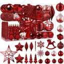 SHareconn 100pcs Christmas Tree Decorations Ornaments Set, Shatterproof Plastic Baubles Decorative Balls for Xmas Tree Decor Holiday Wedding Party, Burgundy
