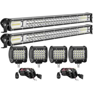 LED Light Bar Kits for Truck - 20 Inch Slim Light Bars, 4 inch LED Pods 12V 24V Led Work Lights Off-Road Driving Lights Waterproof for ATV Tractor Pickup Cart with Wiring Harness