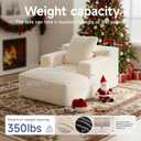 45'' Chaise Lounge Chair Indoor, Corduroy Upholstered Boneless Sofa Bed, Deep Seat Sleeper Couch Reading Chairs, Small Comfy Cloud Sofas Couches for Living Room, Bedroom, Movie Room (Beige)