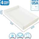 US Acrylic White Plastic Serving Trays (Set of 4) 15 x 10 | Large Unbreakable Reusable Rectangular Party Platters | Serve Appetizers, Fruit, Veggies, & Desserts | BPA-Free & Made in USA