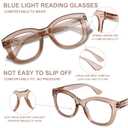 YUKANG Reading Glasses for Women, Oversized Stylish Blue Light Blocking Computer Readers Ladies with Spring Hinge Round LBrown 2.0