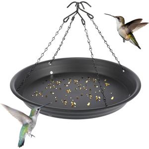 Briwooody 1 Set 12.8'' Bird Seed Catcher Tray Platform Bird Feeder Large Hanging Tray Fits Most Feeders Catches Most Falling Seed and Husk Outdoor Yard Garden Backyard for Attracting Birds, Black