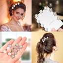 60 Pieces Bridal Wedding Hair Pins Silver Pearl Rhinestone Crystal Flower U Shape Clips Diamond Jewelry Updo Hair Barrettes Prom Styling Decorations Accessories for Brides Bridesmaids Women