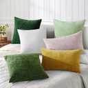 decorUhome Chenille Sage Green Summer Throw Pillow Covers 20x20 Inch Set of 2, Decorative Soft Couch Pillow Covers Solid Dyed Accent Farmhouse Neutral Square Pillow Cases for Sofa