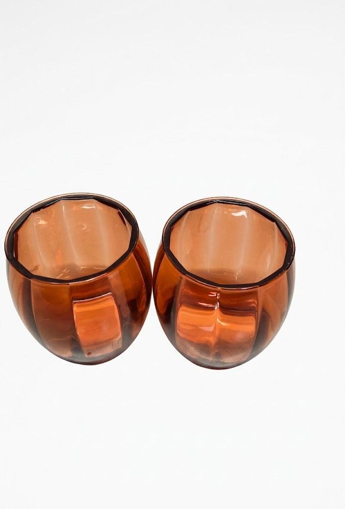 2 x Pumpkin Shaped Double Old Fashion Cup 