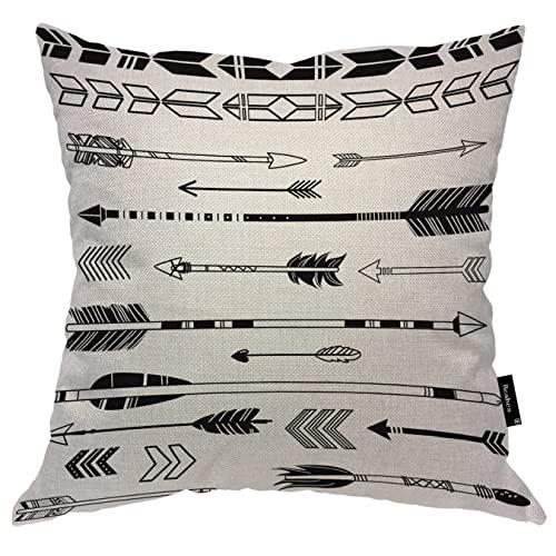 Beabes 18x18 Inch Cushion Case Decor Hipster Arrows, Black American Arrows and Feathers Farmhouse Throw Pillow Cover Home Pillowcase Decorations for Sofa Couch Office Car