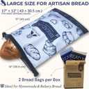 GRIN BY GRIN- Bread Bags 2 Pack Reusable Zipper Bags for Homemade Bread Sourdough Extra Large Freezer Storage