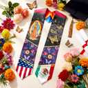 Berlune Graduation Stole Sash Class of 2026 Mixed Flag Grade Sash 72 Inch Our Lady of Guadalupe Honor Stole for Graduation