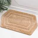 Taupe Beige Bathroom Rug Non Slip Pretty Tufted Design 20" W X 32" L | Super Water Absorbing Shaggy Plush Luxury Underfoot Feel Quick Dry Bath Mat