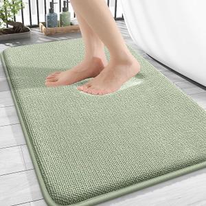 OLANLY Thick Memory Foam Bath Mat Rug 30x20, Extra Soft Absorbent Bathroom Rug, Quick Dry Bath Mats, Non-Slip, Machine Washable Carpet for Bathroom, Tub and Shower, Home Decor Accessories, Sage Green
