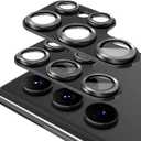 Suoman 2-Pack for Samsung Galaxy S22 Ultra 5G Lens Protector, 9H Tempered Glass, Glitter Diamond Metal Protective Cover [Does not Affect Night Shots] - Black