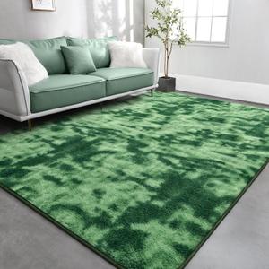 TWINNIS Large Area Rugs for Living Room Bedroom, 5x8 Feet, Super Soft Indoor Thickened Memory-Foam Carpets Easy-Cleaning, Modern Aesthetic Comfy Rug for Kids Room Home Decor, Tie-Dyed Green