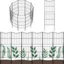 OUSHENG Decorative Garden Fence Fencing 10 Pack, 37.5in (H) x 10ft (L) Rustproof Metal Wire Panel Border Animal Barrier for Dog, Flower Edging for Yard Landscape Patio Outdoor Decor, Arc