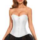 LEACOOLKEY Women Lace-up Bustier Corset Top Sexy Overbust Body Shapewear Waist Cincher Corset (Small)