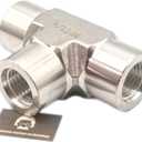 Equal Tee Block SS304 with 3 Female NPT FNPT 1/4" 0.25" Connections, Threaded Holes, Stainless Steel 304 Forged Pipe Fittings,1/4" x 1/4" x 1/4" FNPT (Pack of 1pc)