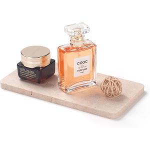 Edgeless Travertine Bathroom Vanity Tray, Decorative Rectangular Marble Tray for Countertop, Dresser, Jewelry, Perfume, Candle, Soap 7.8inch x 3.9inch x 0.4inch
