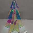 JOIEDOMI Lighted Prismatic Iridescent Christmas Decorations with LED Lights, USB Powered Indoor Christmas Decoration, 15 inch Iridescent Xmas Decor for Party Holiday Desktop, Multicolor Tree