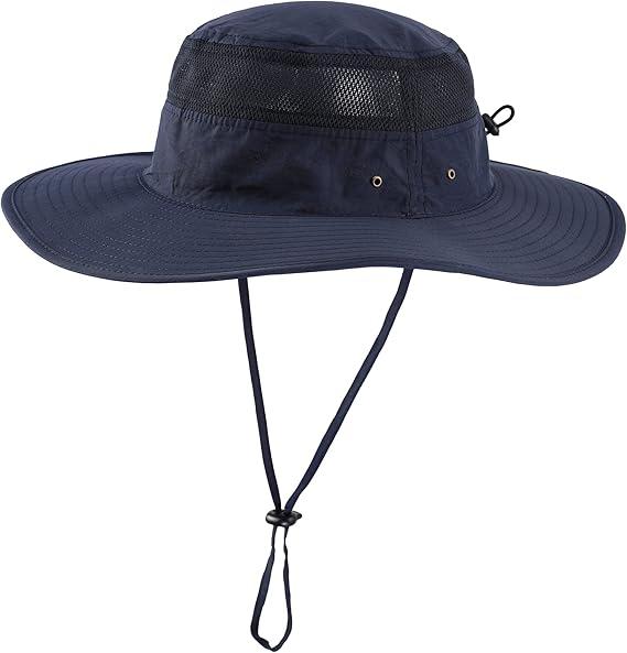 Home Prefer UPF 50+ Men's Sun Hat Wide Brim Bucket Hat UV Protection Hat for Mens Womens Beach Safari Gardening Golf Fishing Navy Blue