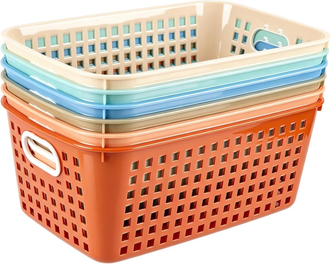 6 Pack Plastic Classroom Storage Baskets, Organizer Bins with Handle