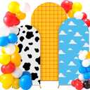 3 Pcs Cartoon Story Plaid Arch Backdrop Cover Set for Wedding Ceremony Birthday Banquet Baby Shower Decoration (4FT 5FT 6FT)