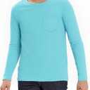Haloumoning Boys Athletic Long Sleeve Shirts Kids Dry Fit Performance Active Tees with Chest Pocket 7-8 Years 