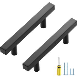 Ravinte 50 Pack Black Cabinet Handles 3 Inch Square Cabinet Pulls Matte Black Square Hardware for Kitchen Cabinets - 5 Inch Total Length