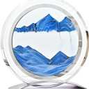 BGFJYUK Moving Sand Art Picture in Motion, Round Glass 3D Deep Sea Sandscapes with Display Flowing Sand Frame for Relaxing Desktop Home Office Work Dcor for Kids Adults (Blue)