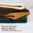 ZOORON 1&2 Unisex Thick Knitted Beanie for Men Women Cuffed Plain Hat Winter Slouchy Ski Beanies (Beige)