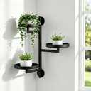 Brizphex Rotating Window Wall Mounted Plant Shelf, 3 Tier Indoor Corner Metal Wall Plant Holder With 360° Swivel Trays, Space Saving Hanging Planter Display Stand for Succulents Herbs