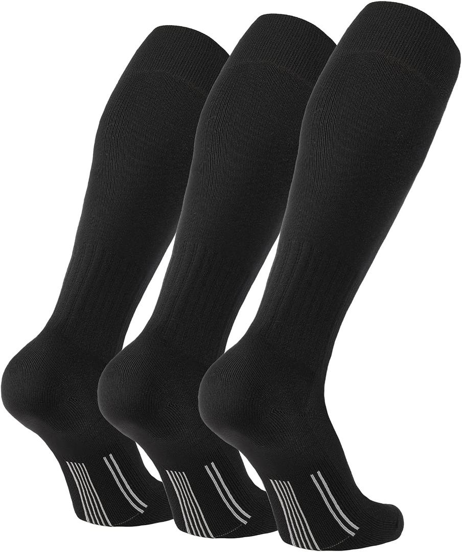 FITRELL 2/3 Pack Soccer Socks Baseball Softball For Youth Kids Boys Girls, Over-The-Calf Football Socks for Adult Men Women (Medium)