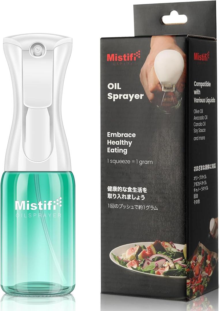 Mistifi Olive Oil Sprayer for Cooking, 150ml Glass Oil Sprayer Bottle, Fine Mist Spray for Air Fryer, Nonstick Frying, BBQ, Salad, Refillable & Leakproof Dispenser (Light Protection PS640)
