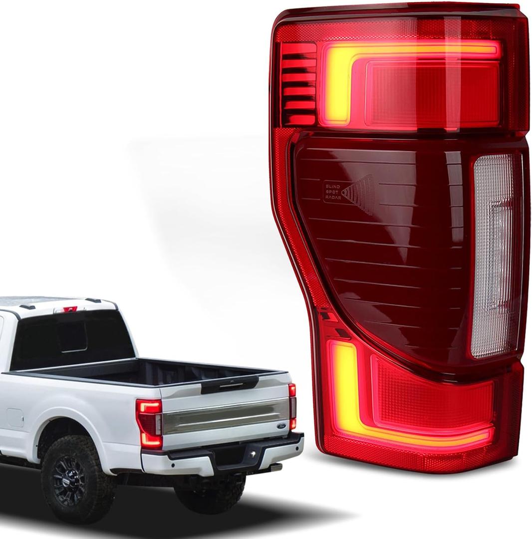 LED Tail Lights Compatible with 2020 2021 2022 Ford F250 F350 Super Duty Rear Light Accessories with Blind Spot Module Not Included Replace LC3Z13405E (LED Left Driver Side)
