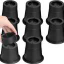 shouwuhho Bed Risers 2 inch, 3 Inch, Heavy Duty Round Furniture Risers Lifts 3" for Table, Desk Leg, Sofa, Couch, Adjustable Bed Frame Risers Supports Up to 6,000 Lbs, Black, 8 Pack