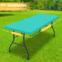 Spotjoy Rectangle Table Cloth, Waterproof Elastic Fitted Tablecloth for 5 Foot Folding Tables, Washable Polyester Tablecloths for Picnic, Camping, Outdoor (Aqua, 30"x60")
