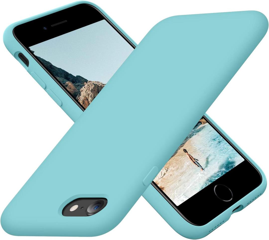 Cordking Designed for iPhone SE Case 2022/2020, Designed for iPhone 7 8 Case, Silicone Slim Shockproof Phone Case with [Soft Microfiber Lining], 4.7 inch, Sea Blue