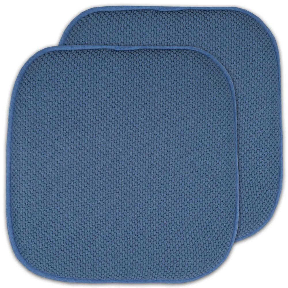 Sweet Home Collection | Honeycomb Memory Foam Non Slip 16 x 16 Chair Pad, Blue, 2 Pack
