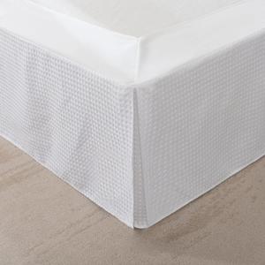 Queen Bed Skirt, Wrap Around Bed Skirt with Pleated Corner, Anti-Slip Design, Microfiber, 12 Inch Drop Pleated Waffle Weave Bed skirts, White, 12'' Queen