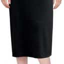 Baby'O Women's Basic Modest 26" Below The Knee Length Stretch Knit Straight Skirt (Black - 10)