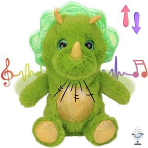 Hopearl Talking Dinosaur Repeats What You Say Nodding Electric Interactive Animated Toy Speaking Plush Buddy Gift for Toddlers, Green, 8''